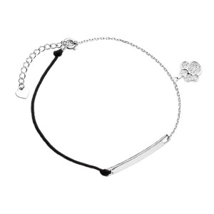 Bratara argint cu snur negru si pandantiv labuta si element pentru gravura DiAmanti Z1547B1-DIA (Argint 925‰ 1,2 g.)